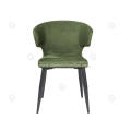 Green genuine leather black matte painted feet chairs